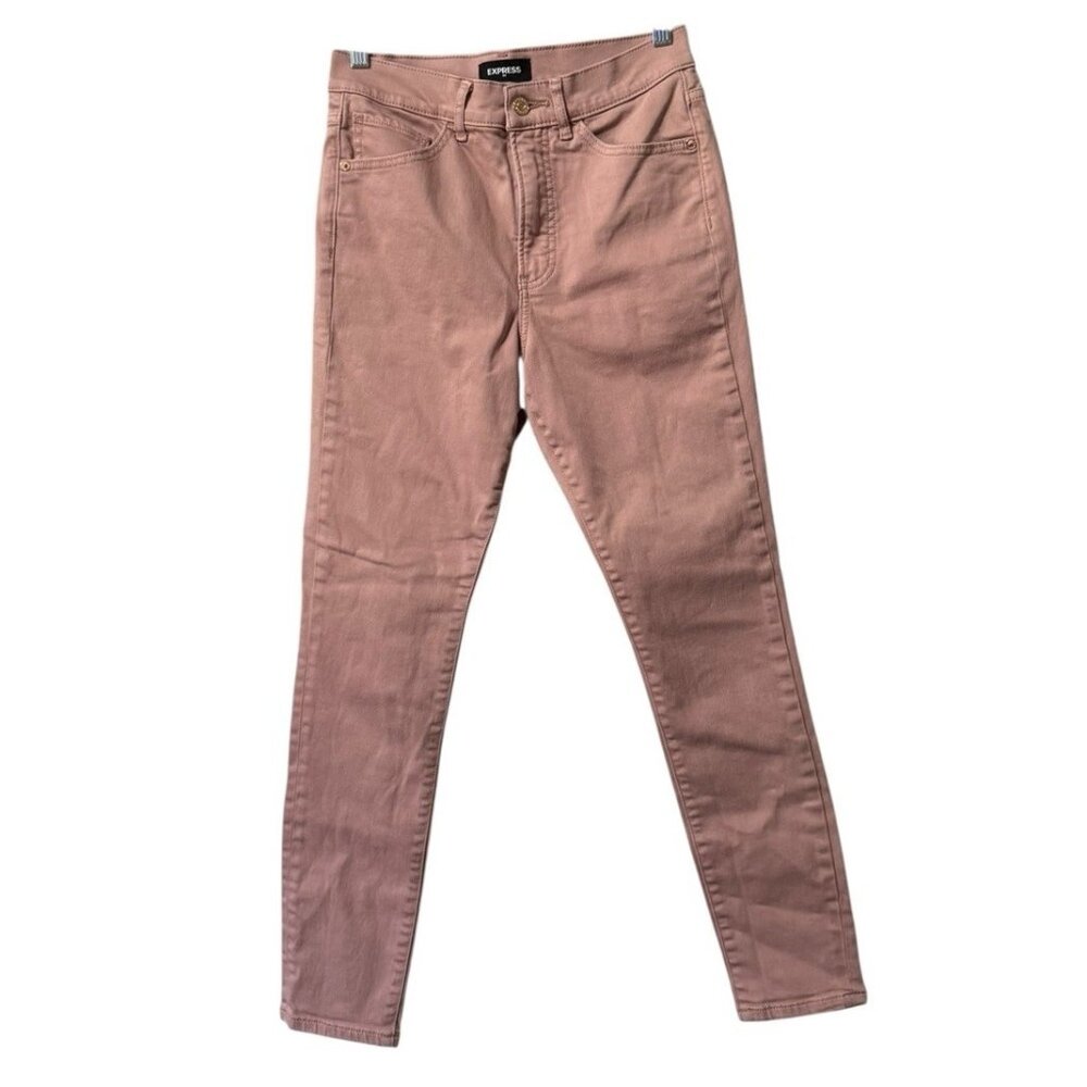 Express Skinny High Rise Pants Size 4R‎ Pink Stretch Classic City Preppy Office